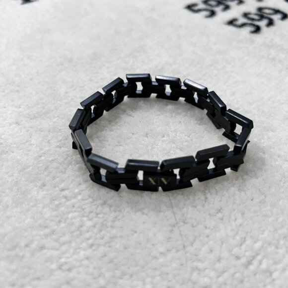 Vintage Armani Exchange Black IP Steel Matte Finish Metal Chain Link Bracelet - Picture 2 of 4